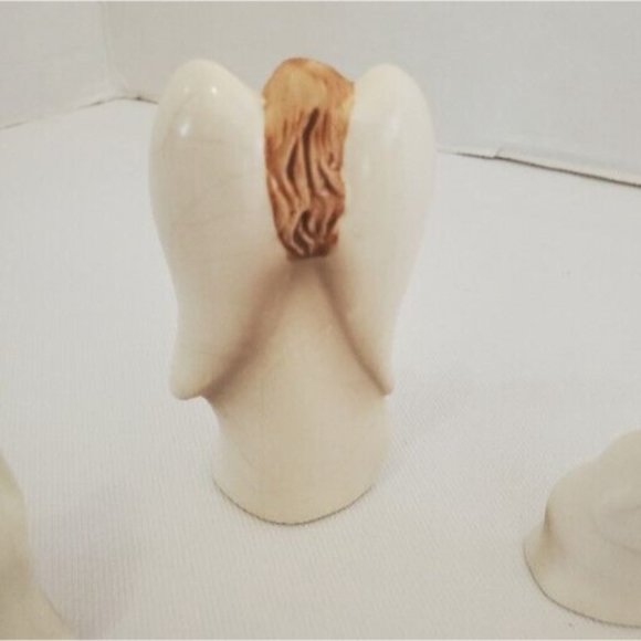 Vintage Porcelain Ten Piece Small Nativity Set White Gold Accents - Picture 10 of 16